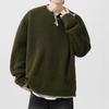 Men's Loose Fit Solid Color Knitwear - Autumn/Winter Warm Lapel Sweater, Casual Gentleman Style, Non-Iron Long Sleeve Base Layer Shirt