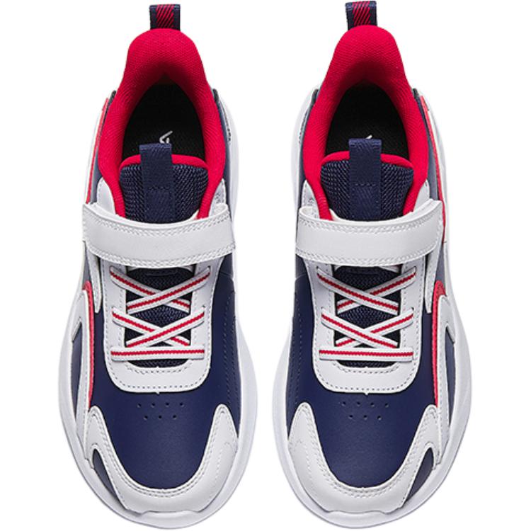 Anta Kids Synthetic Leather Simple Versatile Non-Slip Low-Top Running Shoes Kids sneaker White Blue A312345568I-5