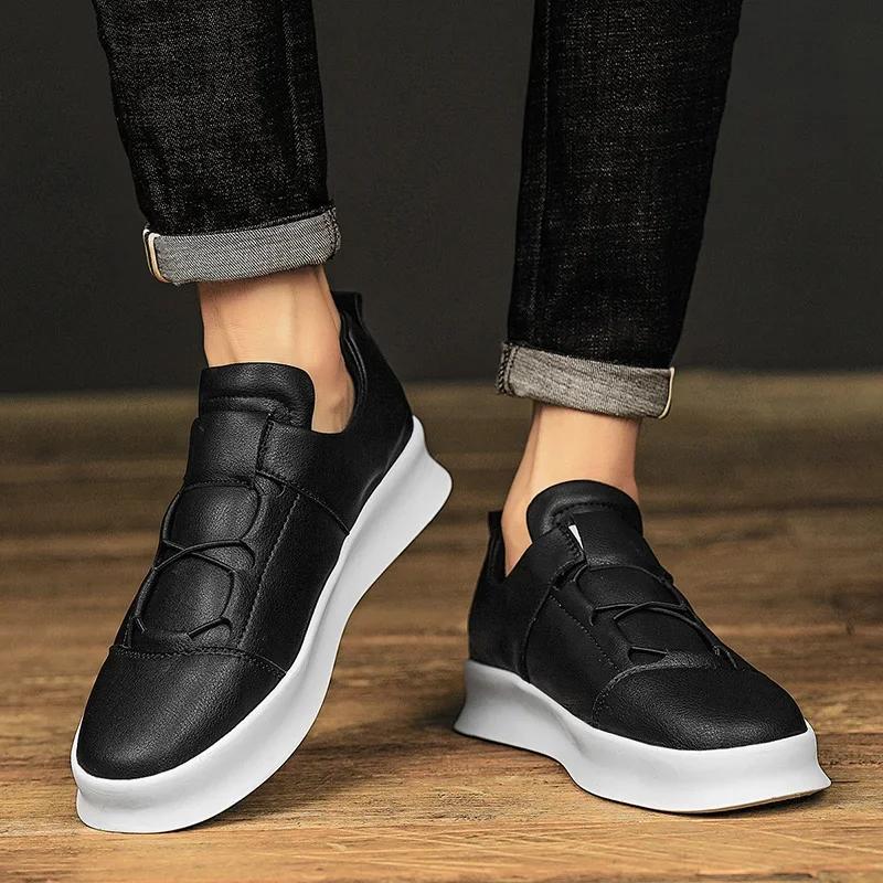 New Men's Shoes Luxury Brand Leather Casual Shoes High Quality Walking Sneakers Fashion Italian Handmade Designer Sport Shoes