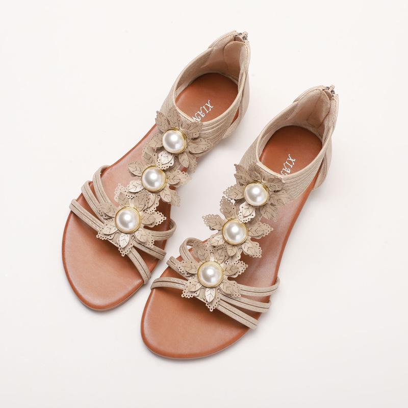 

Sandals women s new summer bohemian retro flower wedges Roman shoes 36