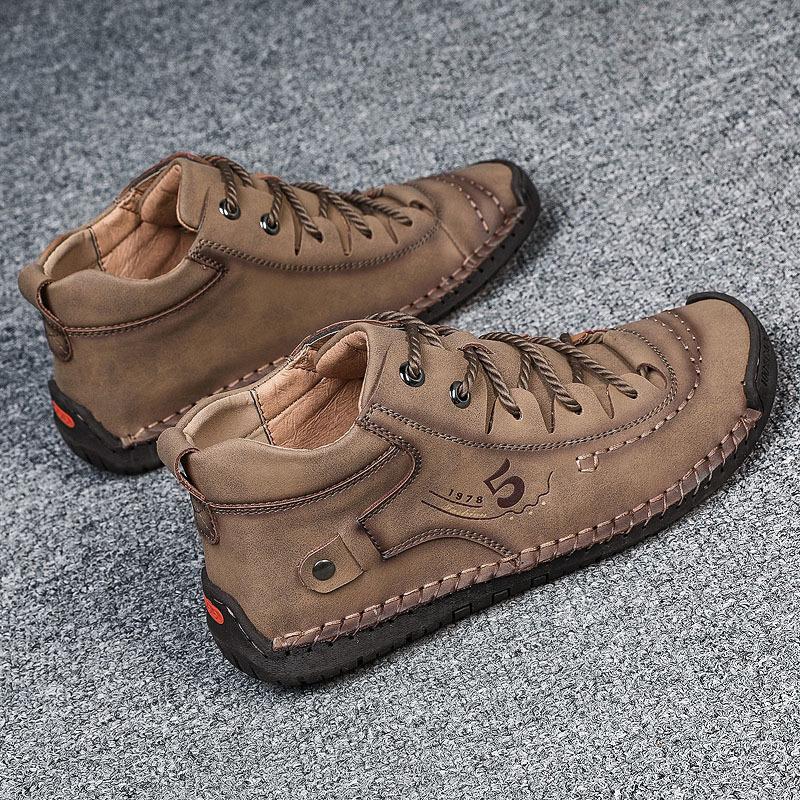 Men Casual Shoes Handmade Leather Loafers Comfortable Men's Shoes Quality Split Leather Flat Moccasins Man Sneakers