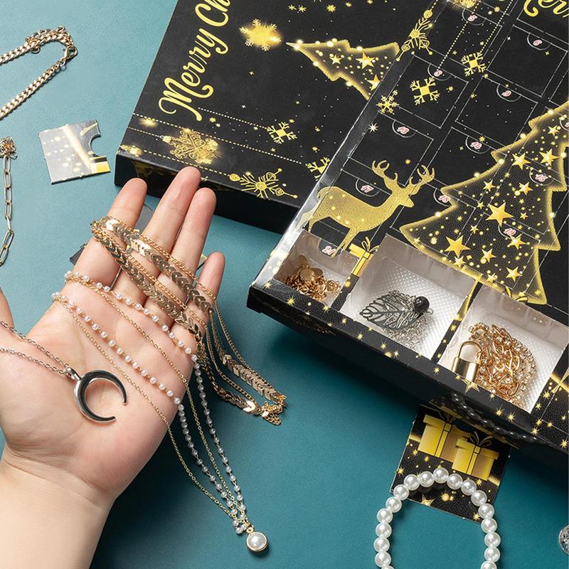 Jewelry Advent 24 Day Countdown To Christmas Calendar Fashion Bracelet Necklace Earring Rings For Adult Women & Teen Girls