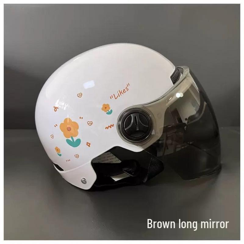 

Universal Cute Cycling Half Helmet with Sun Protection for All Seasons - Certified Safety for Electric Vehicle Riders (Unisex) One size
