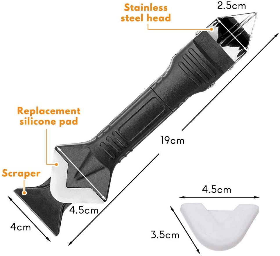 3 in 1 Silicone Caulking Tool Sealant Finishing Tools Stainless Steel Head Remover Silicone Sealant Caulk Scraper Silicone Caulking Tools