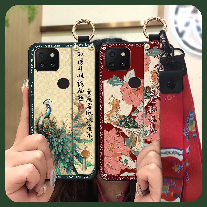 Anti-knock Lanyard Phone Case For TCL T-Mobile Revvl 5G Fashion Protective Phone Holder Ring Wrist Strap Chinese style