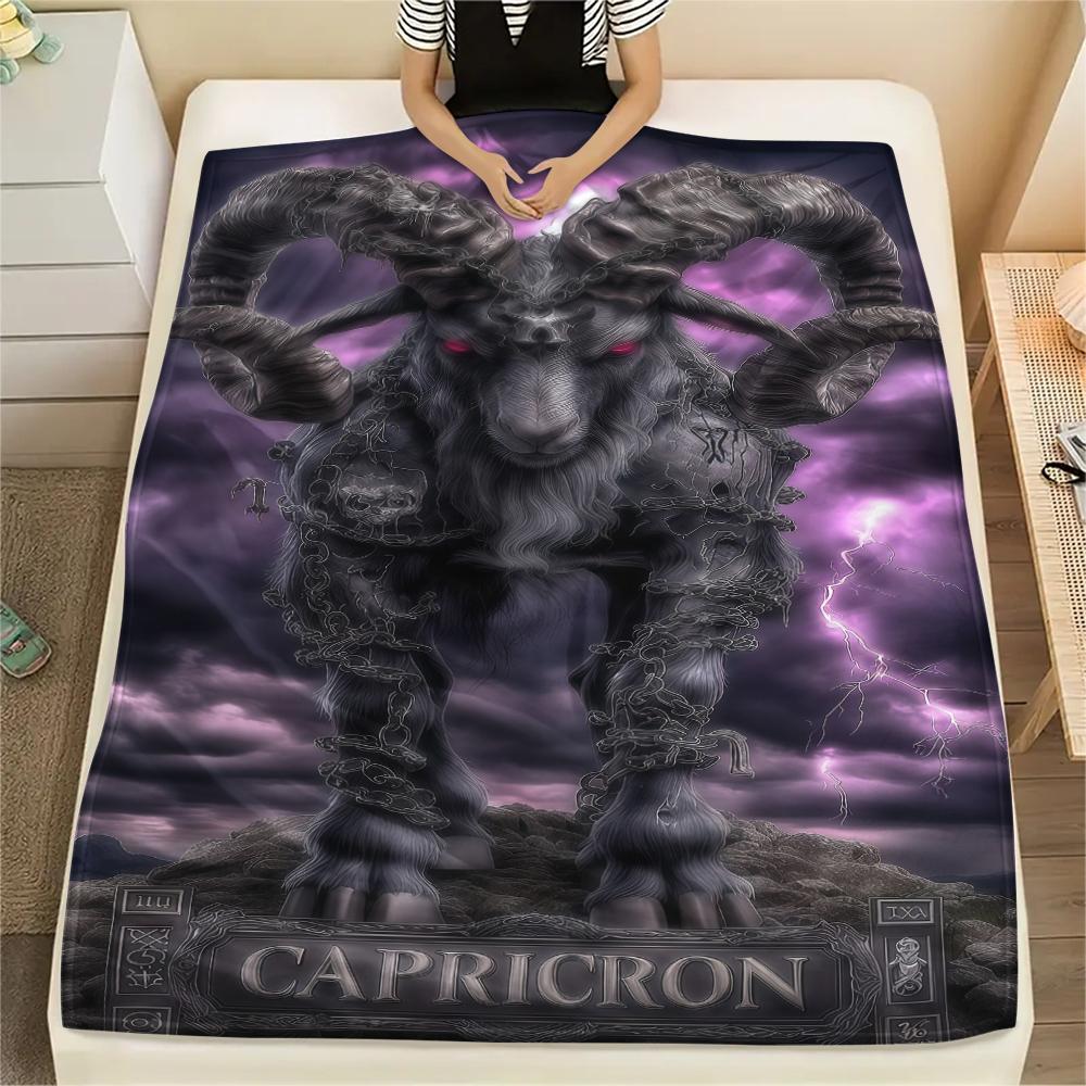 1PC Satan Symbol Print Flannel Blanket, High quality All Seasons, Home Decor, Warmth and Comfort, Perfect for Christmas Gifts