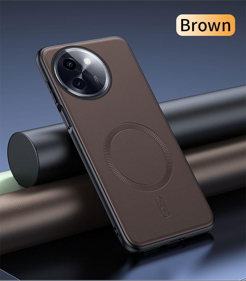 Case For VIVO Y200i Thin Texture Leather Phone Case For VIVO Y200i Magnetic Wireless Charging PC+TPU Back Cover Bumper For VIVO Y200i