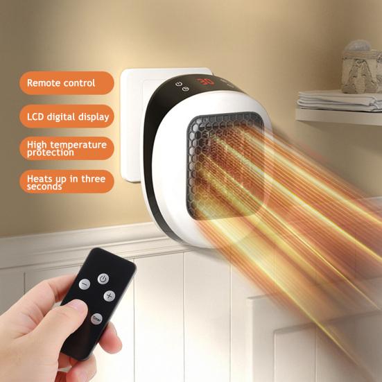 Wall-Mounted Space Heater with Adjustable Thermostat & Timer Quick Warmth Electric Heaters Portable Plug-in Room Heater for Bathroom Bedroom