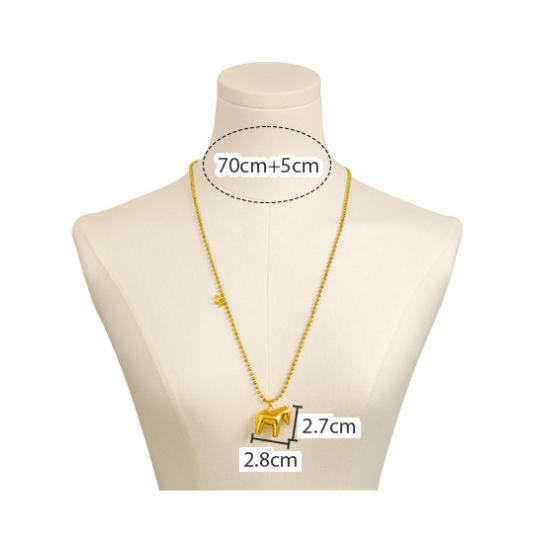Fashion Pearl Chain Metal Horse Necklace Animal Pony Pendant Long Sweater Chain Pendant Necklace Jewelry Accessories Gifts