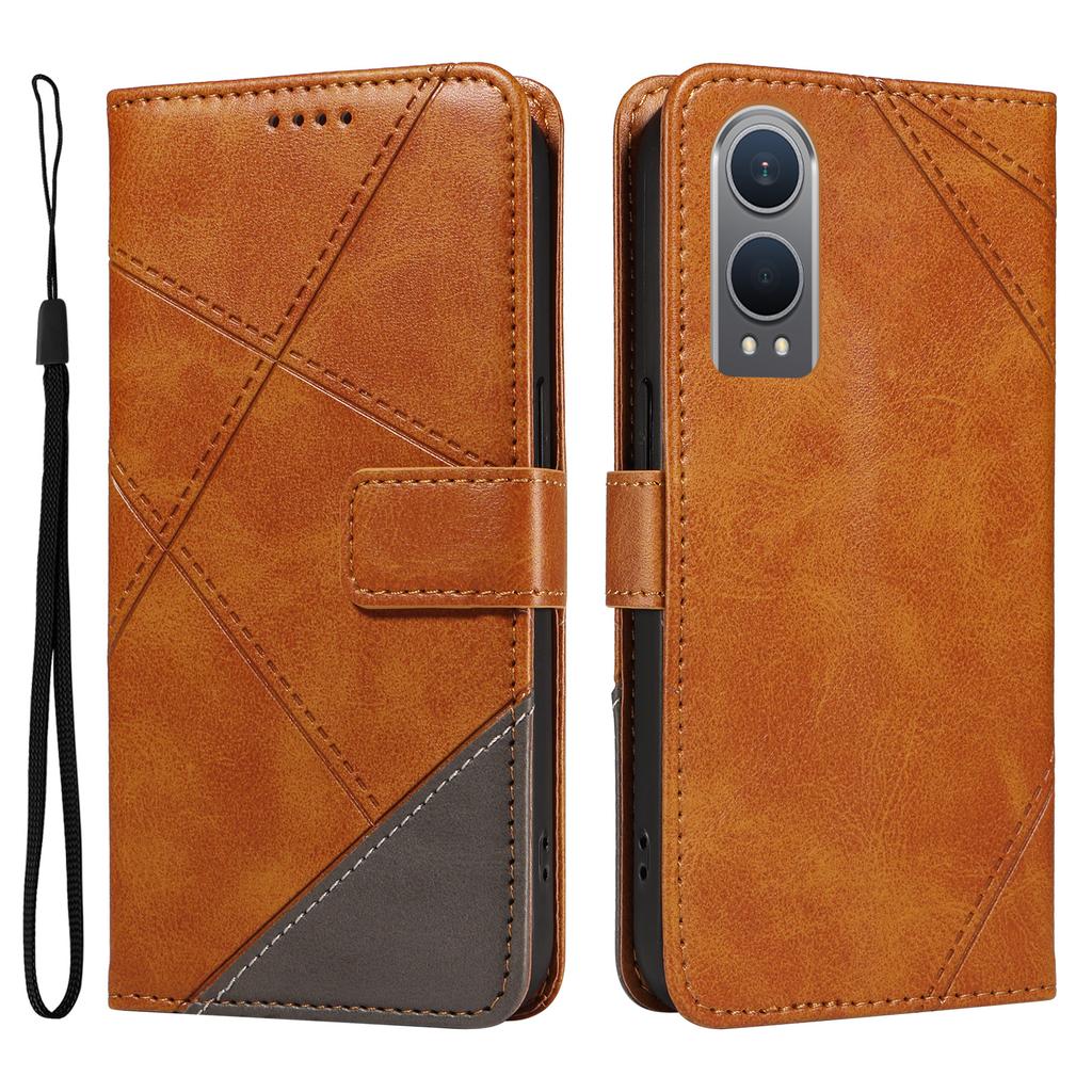 For OnePlus Nord CE4 Lite 5G/Oppo K12x 5G (China) Case Leather Wallet Shockproof Phone Cover Geometric Line