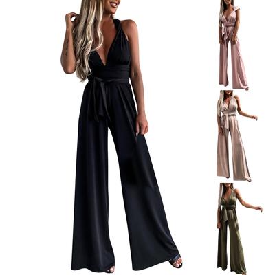 (Qunide) Lässiger Damen-Overall, offene Gesäßtasche, geometrisch, kalte Schultern, Straße, Alltag, Urlaub, normale Passform, ärmellos