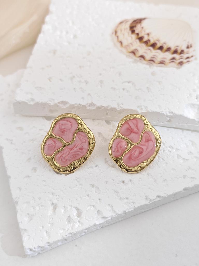 Stainless Steel Enamel Drop Earrings Studs for Women Fashion Exquisite Temperament Earrings Womens Spring Jewelry Gifts