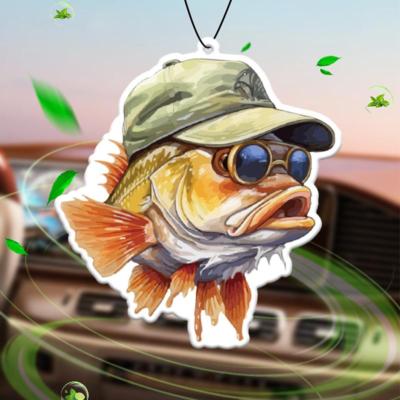 Super Cool Fish Hilton (Hotel Scent) Car Air Freshener Wearing Sunglasses and a Hat | Rearview Mirror Hanger & Dual-Purpose Air Vent Clip |