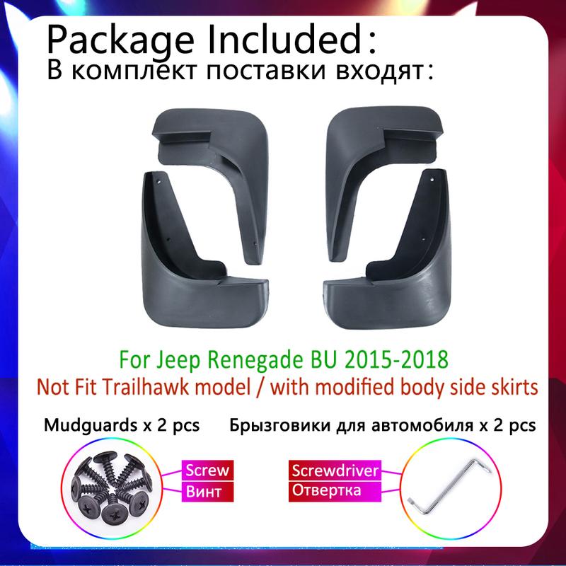 Car Mud Flap Guard Mudflaps for Jeep Renegade BU 2015 2016 2017 2018 Fender Splash Flaps Guards Mudguards Auto-Accessories-Goods