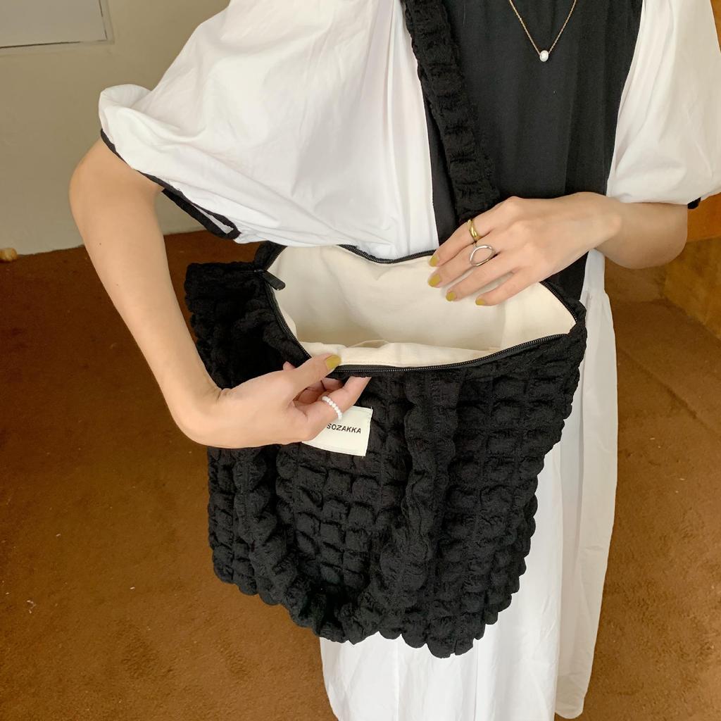 Japanese Cloud Bubble Flower Canvas Shoulder Bag for Female Students