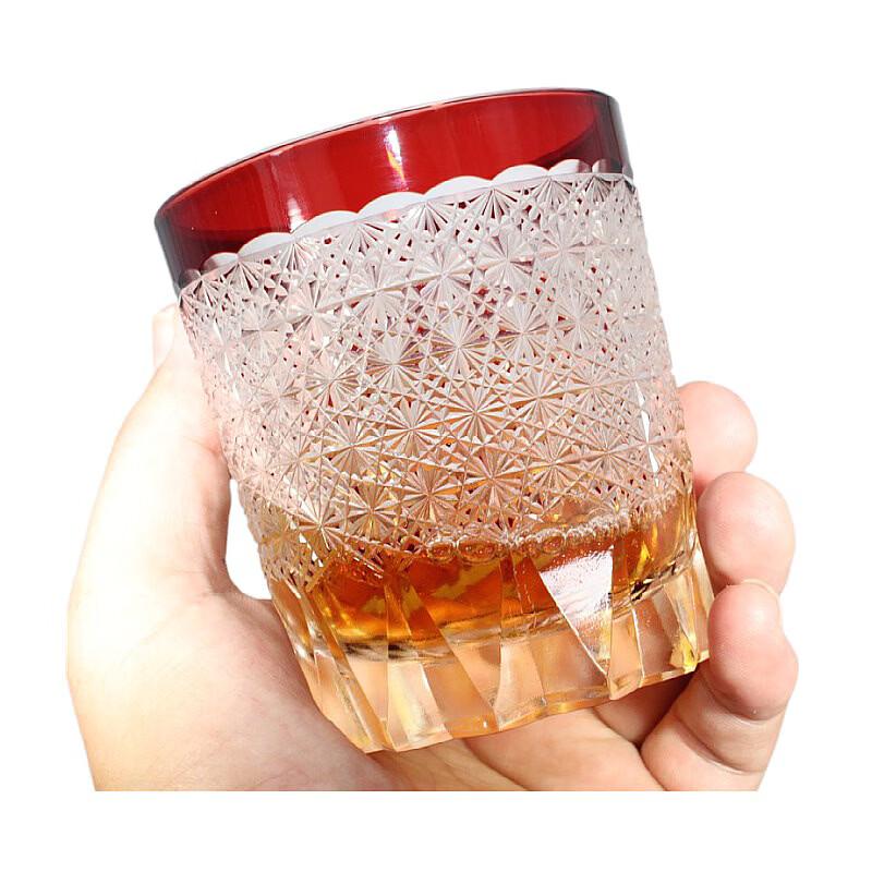 Japanese Edo Kiriko Hand-Carved Crystal Whiskey Glass