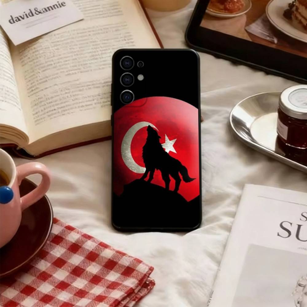 Turk Wolf Turkey Flag  Phone Case Black Silicone Soft For Samsung S25,S24,S21,S22,S23,S30,Ultra,S20,Plus,Fe,Lite