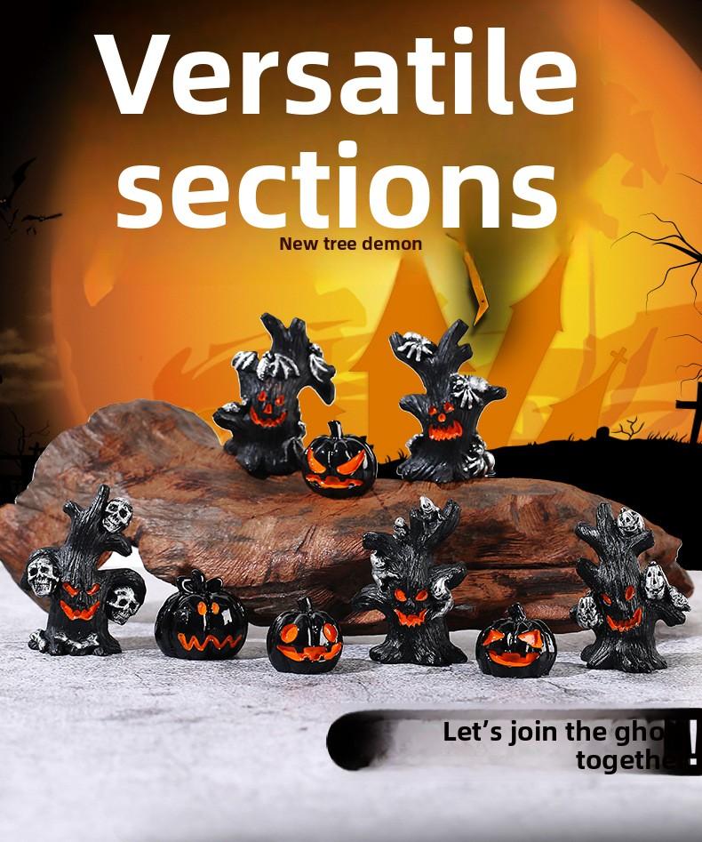 Micro Landscape Decoration Ornaments Halloween DIY Accessories Tree Ghost Pumpkin Tree Decoration Resin Accessories