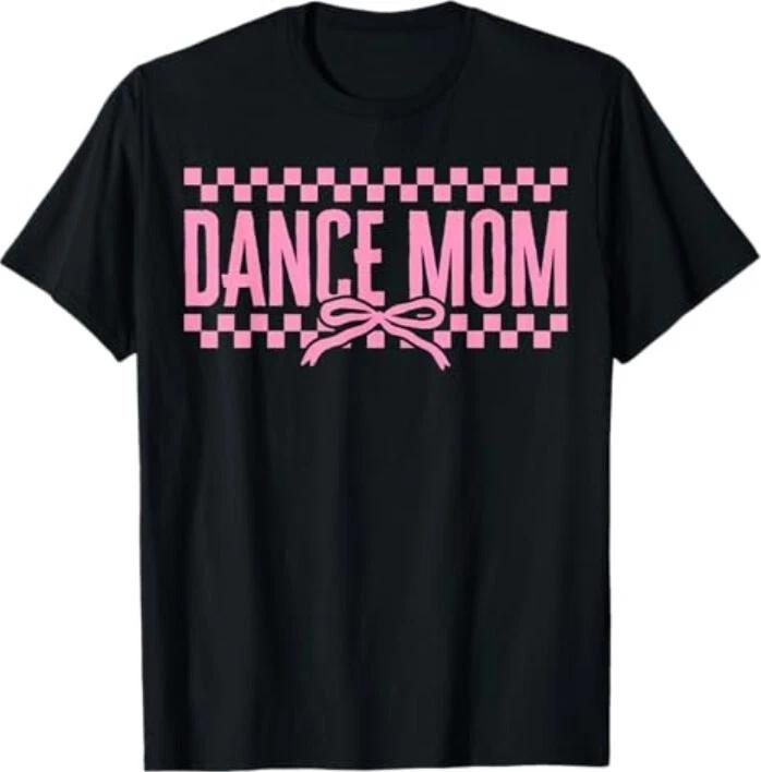 Retro Dance Mom Coquette Bow Checkered Dance Mama Mother Day T-Shirt S