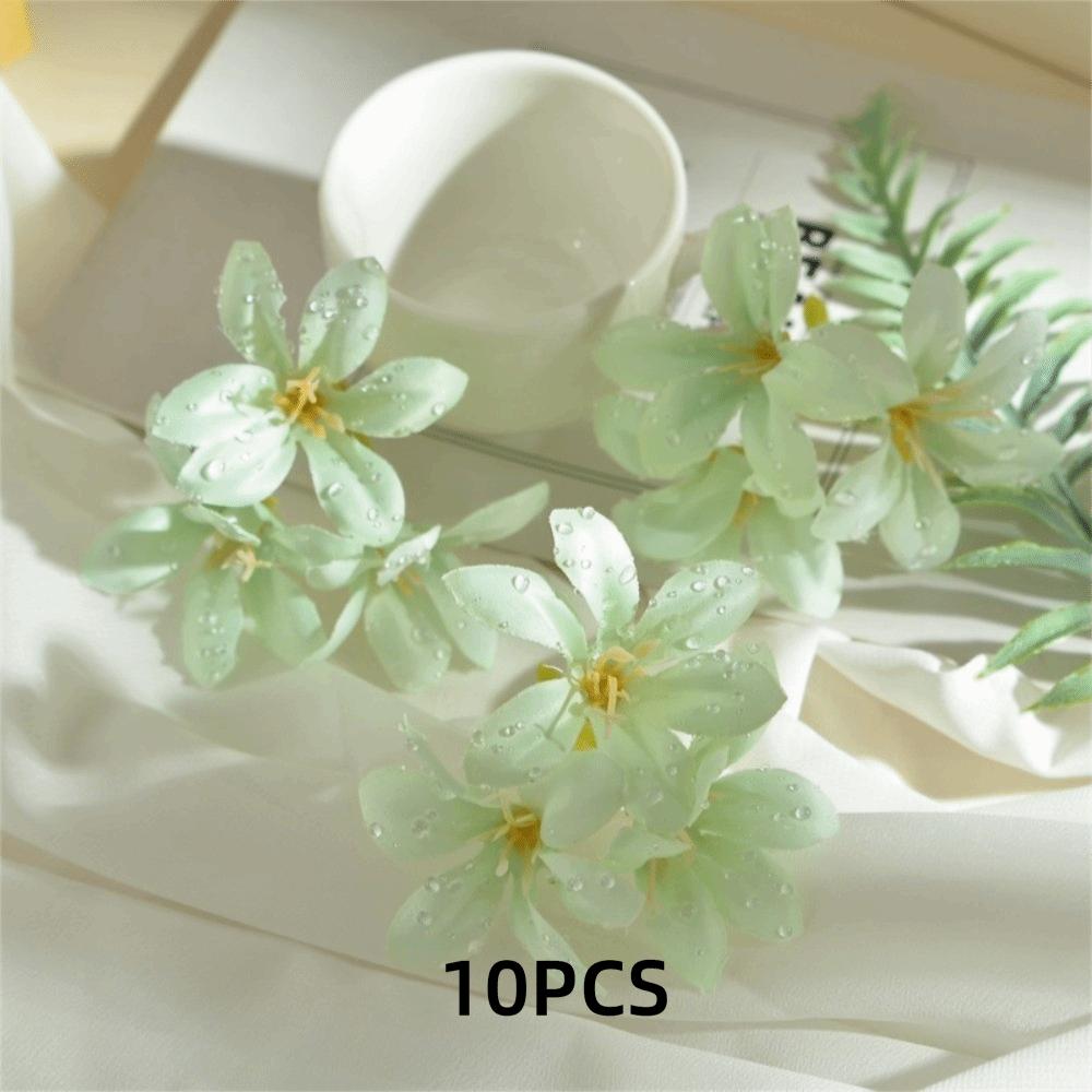 10Pcs Dew Drops Artificial Flowers Realistic Flower Arrangement Simulated Trident Flower Fake Flower DIY Home Decor