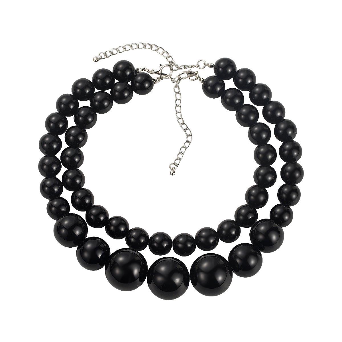 Ретро Двухслойное Смоляное Бусинное Ожерелье - Преувеличенная Многослойная Ручная Работа Ключичная Цепь чёрный