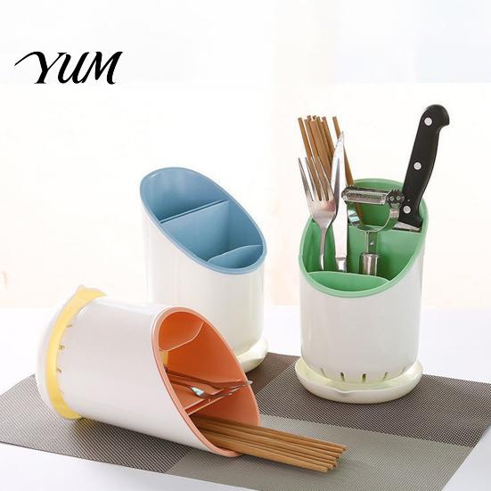 Chopstick Holder for Kitchen Countertop Multi-compartment Draining Holder, Plastic Utensil Organizer with Drain Tray, Compact Large Capacity Container