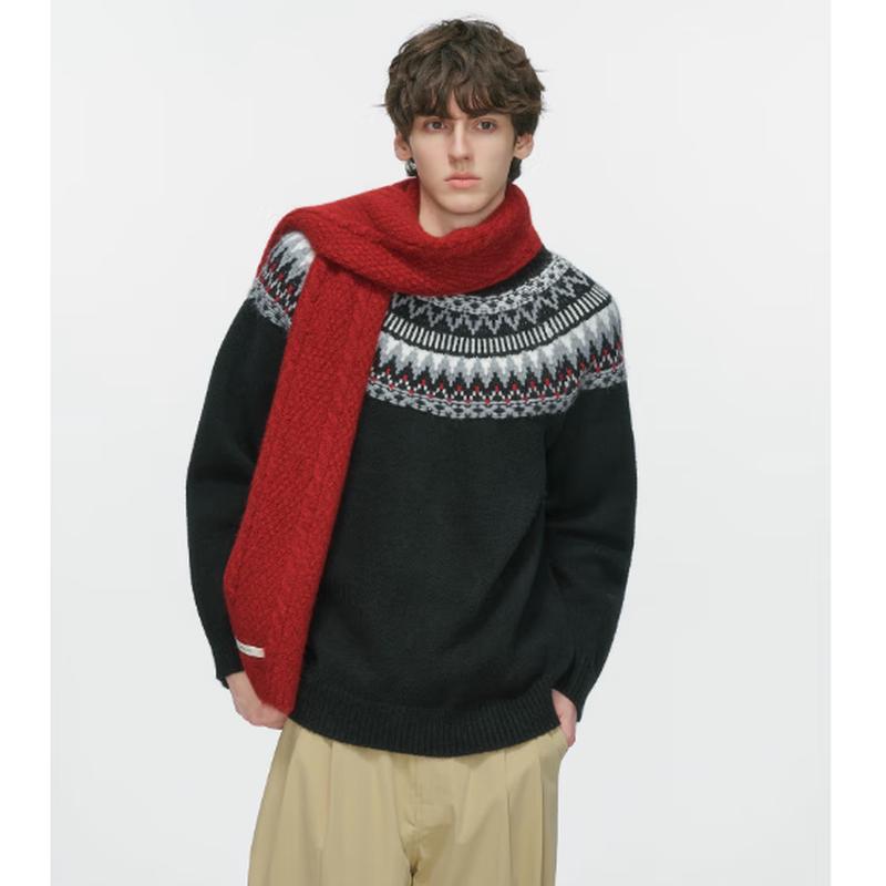 ICH MODE Fair Isle Jacquard Knit Sweater