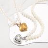 N12372 Simple and Creative Pearl Sweater Chain, Fashionable and Popular Love-shaped Multi-layer Stacked Necklace