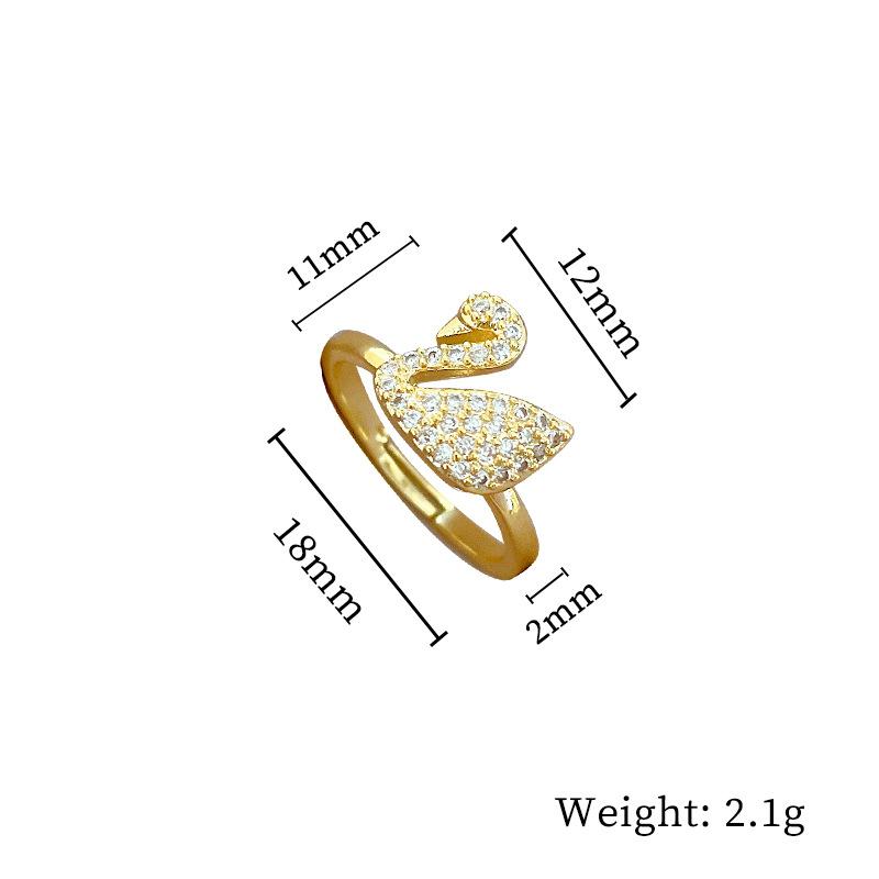 

[Real Gold Electroplating] European And American Design Wind Geometry Diamond Bead Ring Women S Cold Wind Opening Ring Opening adjustable