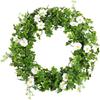 Green Clover Wreath with Daisies, Spring Summer Front Door Wreath, Irish Themed Outdoor Wall Decor, Elegant Shamrock