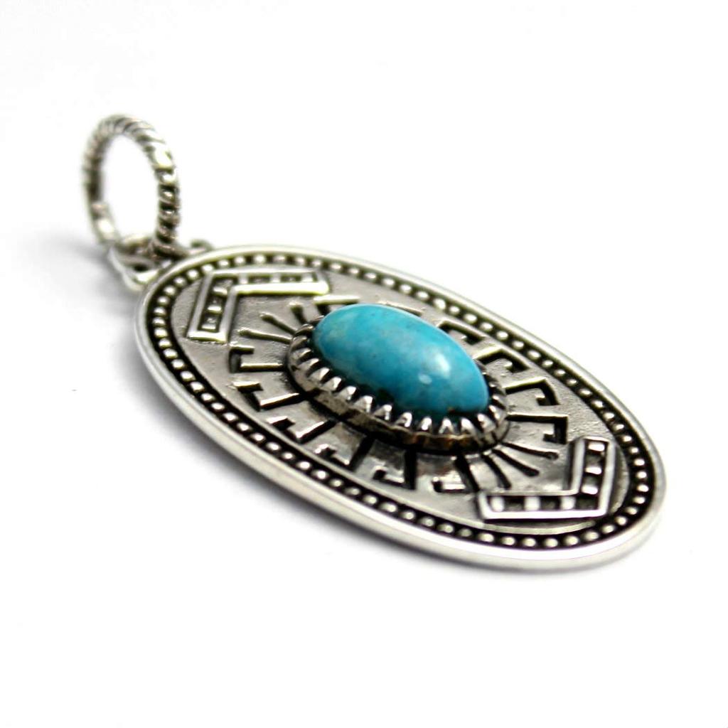 Good Vibrations Turquoise Native American Pendant, Sterling Silver 925