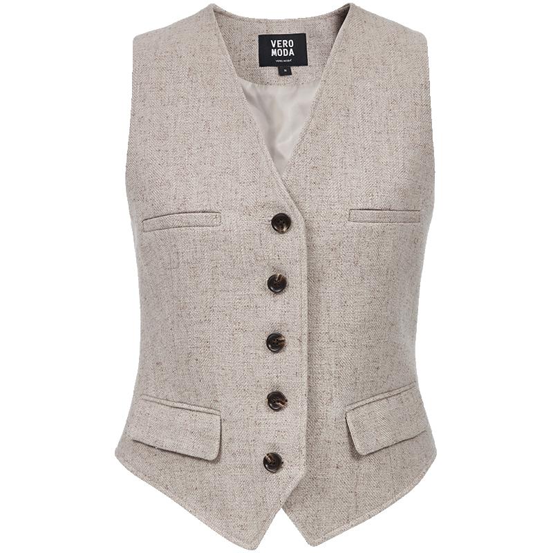 

VEROMODA 2025 Осенний жилет из льна с контрастными пуговицами M