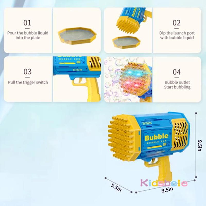 Bubble Gun Bazooka 40/69 Holes Rocket Bubble Maker Blowers With Colorful Light For Boys Girls Outdoor Summer Party Wedding Gift