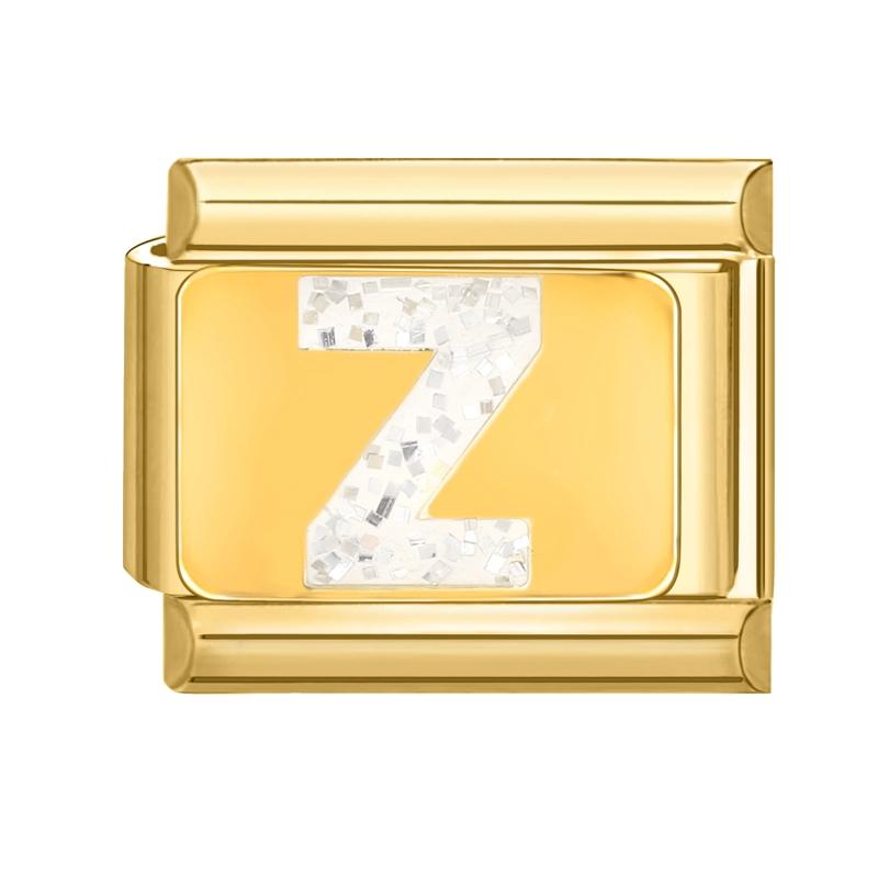 Fashion Golden 26 Letters A-Z Italian Links Charm Beads 9mm Stainless Steel Bracelet Jewelry DIY Hand Making