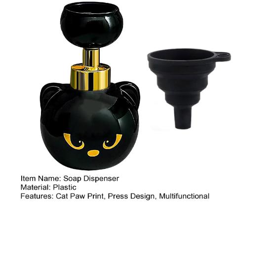 1/2Pcs Cat Paw Foam Soap Dispenser Black Kitty Themed Foaming Pump Bottle