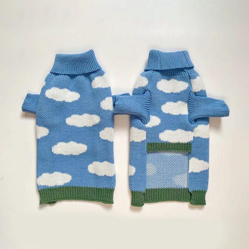 Dog Cloud Sweater Warm Clothing for Cats in Spring Autumn Winter High-necked Pet Clothing Two-Legged Pet Sweater Puppy Clothes