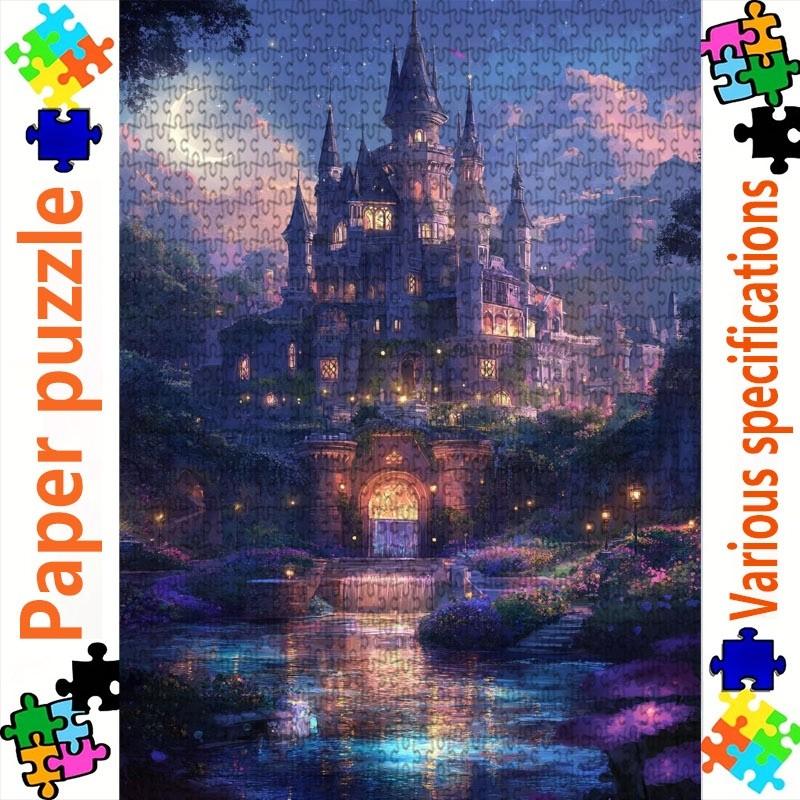 1000pcs Large Adult Jigsaw Puzzle, Multiple Specifications Available, Paper Material, Enchanted Castle Scene, Ideal for Family Bonding, Spring & Anniv