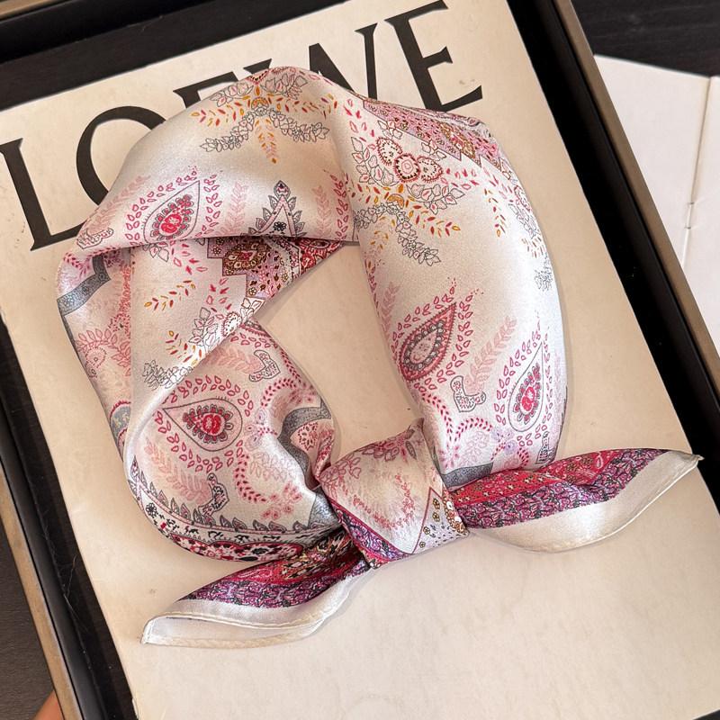 British style spring autumn winter men's and women's silk small square scarf plaid brown small silk scarf mulberry silk scarf