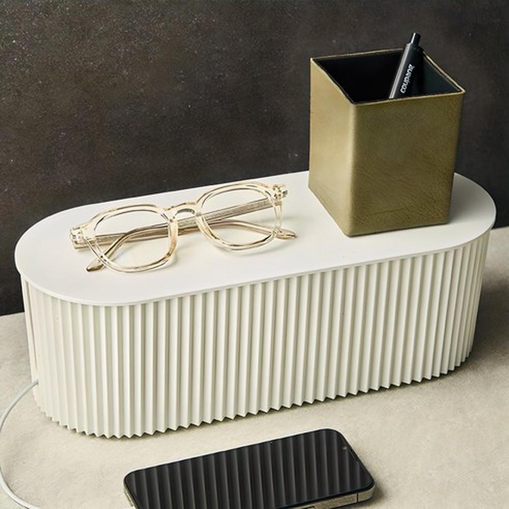 Modern Multi-Purpose Cable Management Storage Box Ivory