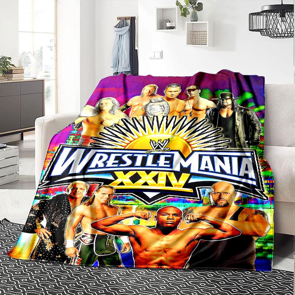 Wrestlemania Blanket Soft Warm Cozy Great for Seaside Sofa Bedding Four Seasons Multipurpose Stylish Decor Ideal Gift for Friends Family Couples Picni