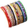 17pcs Set Bohemia Colorful String Beads Elastic Bracelet for Women Summer Beach Vacation Fold Wear Jewellery Sets Accessory Gift