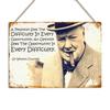 WINSTON CHURCHILL CITÁT Retro kovový nápis Nástěnná deska Pánská jeskyně Britský Bar hospoda