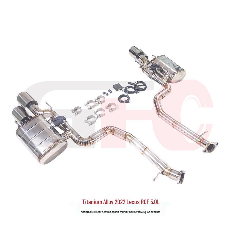 Enhance your 2022 Lexus RCF 5.0L with a titanium alloy dual-muffler, dual-valve quad-exhaust system.