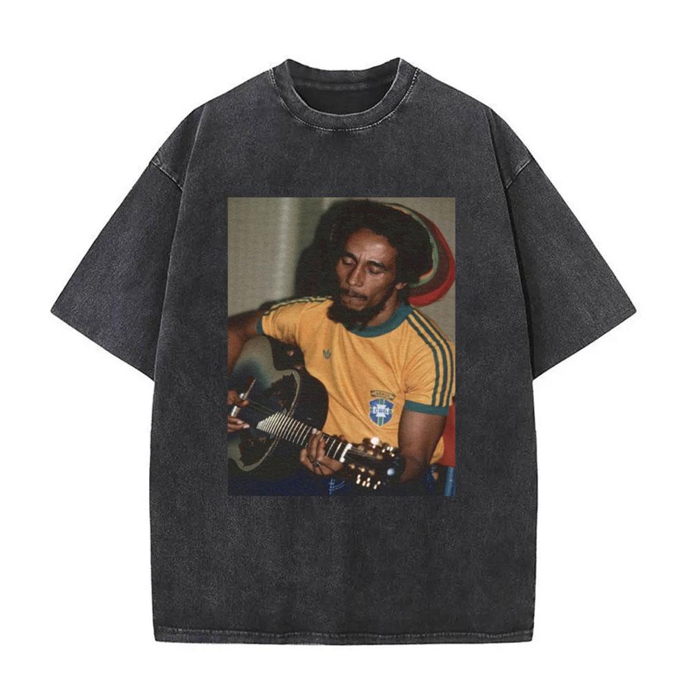 Washed Vintage Reggae Originator Bob Marley One Love Album Graphic T Shirt Men Classic Tshirt Mens Cotton Oversized T Shirts