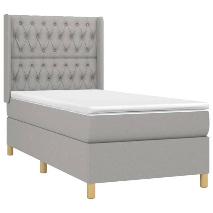 Maison Exclusive - Sommier à lattes de lit et matelas Gris clair 90x190 cm Tissu