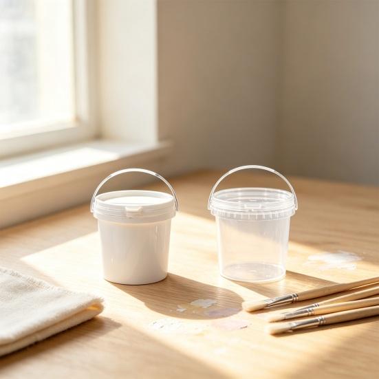 Secchio Multiuso Robusto Secchio Rotondo in Plastica con Manico Comodo, Contenitore Multiuso Impilabile per Interni ed Esterni, Contenitore per Liquidi per