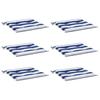 Garden Chair Cushions 6 Pcs Blue & White Striped 50x50x4 Cm Fabric