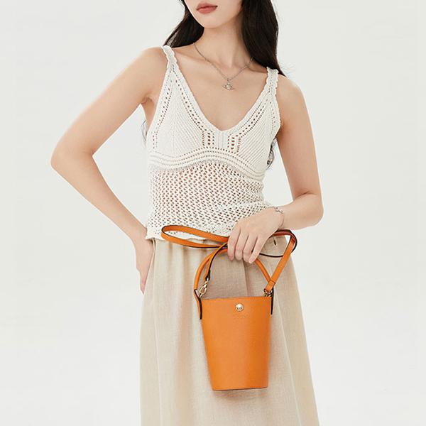 Longchamp Épure Embossed Logo Detachable Shoulder Strap Bucket Bag Women Handbags Light-Yellow 10213HYZ222