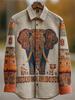 Retro Harp Clover 3D Printed Men's Long Sleeved Shirt, Casual Vacation Fashionable Plus Size Shirt