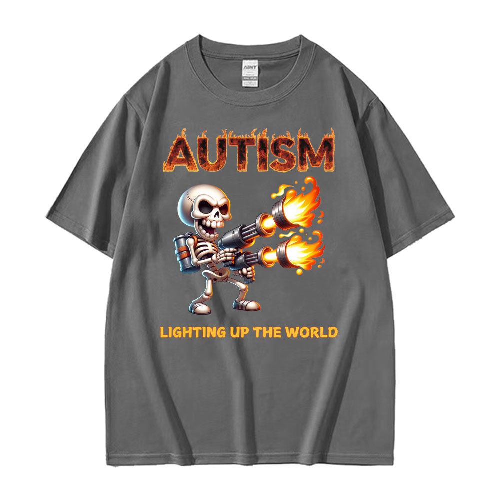 Autistic Funny Skeleton Meme Graphic T Shirt Unisex Fashion Gothic Retro T Shirts Male O-Neck Short Sleeve T-shirt Unisex Tops